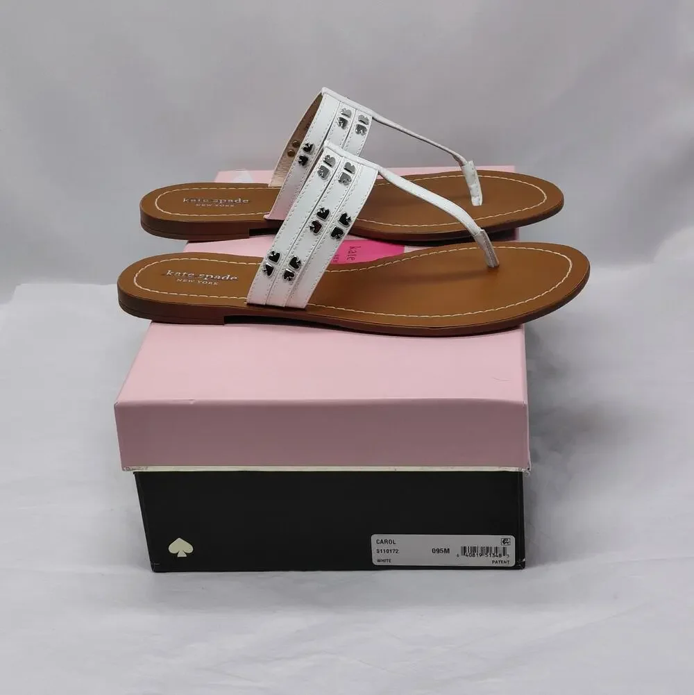 Kate Spade Womens Thong Sandals 9.5M White Coastal Preppy Summer Vacation Flats